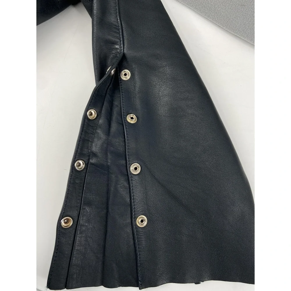 Dynamic MQP Pants Mens Black 32‎ US Motorcycle Leather Cargo Snap Leg Biker Y2K